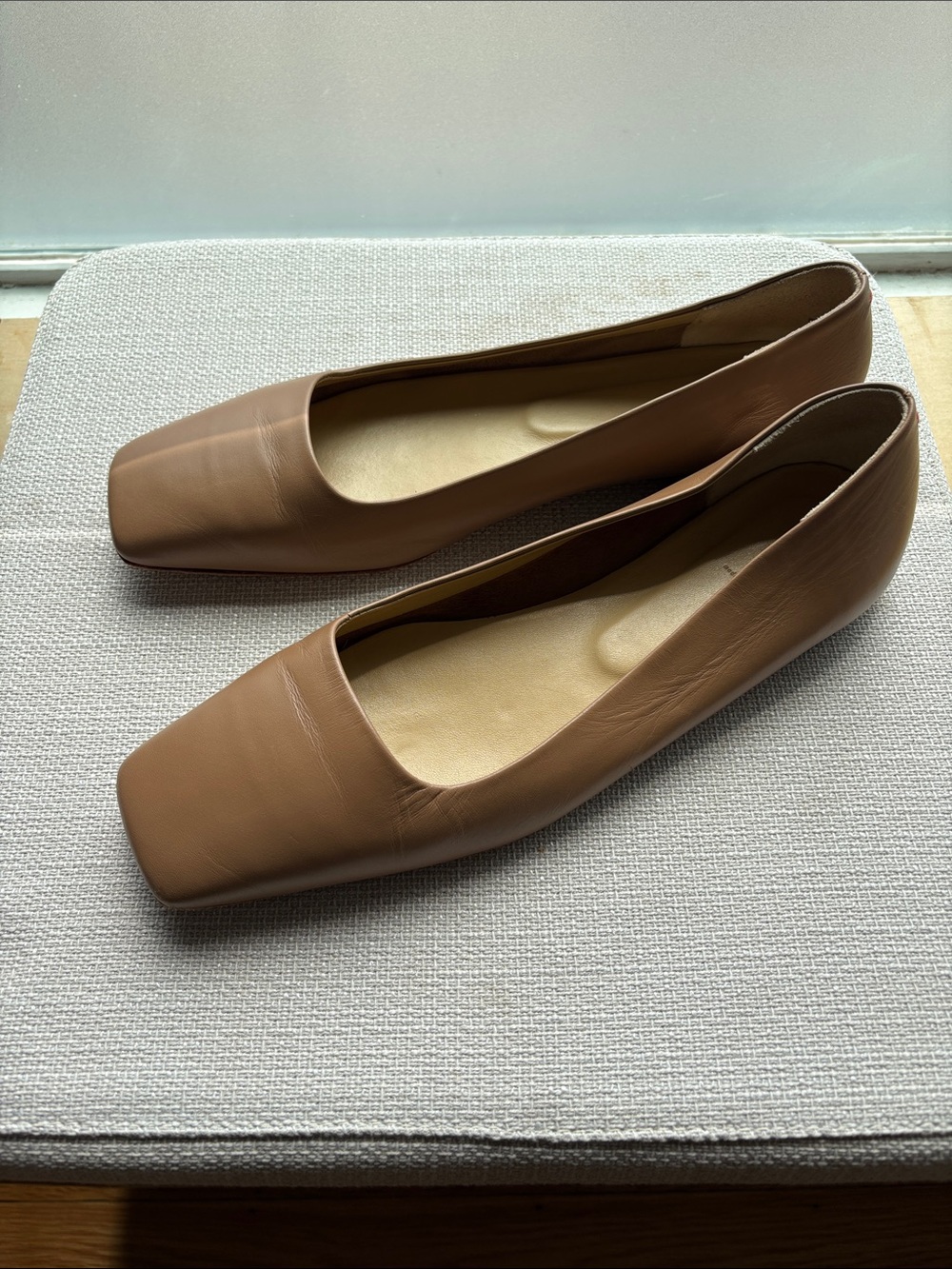 Aeyde Matti Square-Toe Leather Ballet Flats - Beige Brown